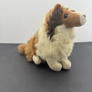 Vintage Gund Lassie Plush Brown White Collie Puppy Dog Stuffed Animal Toy Small